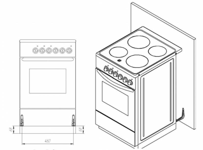 Размеры газовой плиты для кухни 4 конфорки