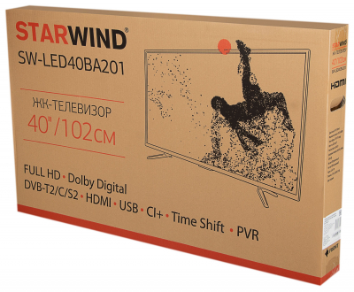 Телевизор LED Starwind 40" SW-LED40BA201 черный FULL HD 60Hz DVB-T DVB-T2 DVB-C DVB-S DVB-S2 (RUS) от магазина Лидер