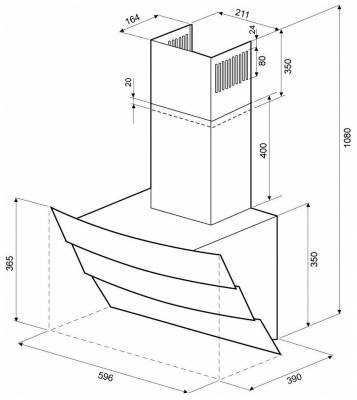Вытяжка наклонная KRONA Inga 600 White от магазина Лидер