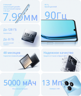 Смартфон Realme Note 50 4/128 Небесно-голубой от магазина Лидер