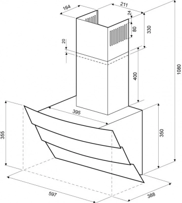 Вытяжка наклонная KRONA Inga 900 White PB от магазина Лидер