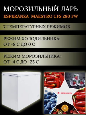 Морозильный ларь ESPERANZA Maestro CFS 280 FW от магазина Лидер