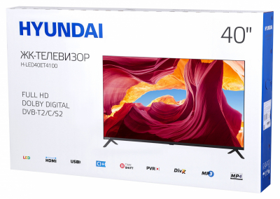 Телевизор LED Hyundai 40" H-LED40ET4100 Frameless черный FULL HD 60Hz DVB-T2 DVB-C DVB-S2 (RUS) от магазина Лидер
