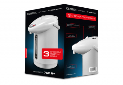 Термопот CENTEK CT-0089 White  3л, 750Вт, 3 способа подачи воды от магазина Лидер