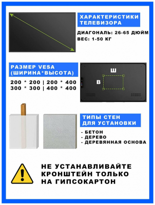 Кронштейн ТВ LESTER LST-210.03 10-50 Vesa 200*100 от магазина Лидер