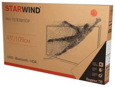 Телевизор LED Starwind 43" SW-LED43UB404 Яндекс.ТВ черный 4K Ultra HD 60Hz DVB-T DVB-T2 DVB-C DVB-S DVB-S2 WiFi Smart TV (RUS) от магазина Лидер