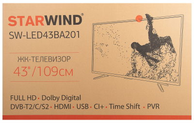 Телевизор LED Starwind 43" SW-LED43BA201 черный FULL HD 60Hz DVB-T DVB-T2 DVB-C (RUS) от магазина Лидер